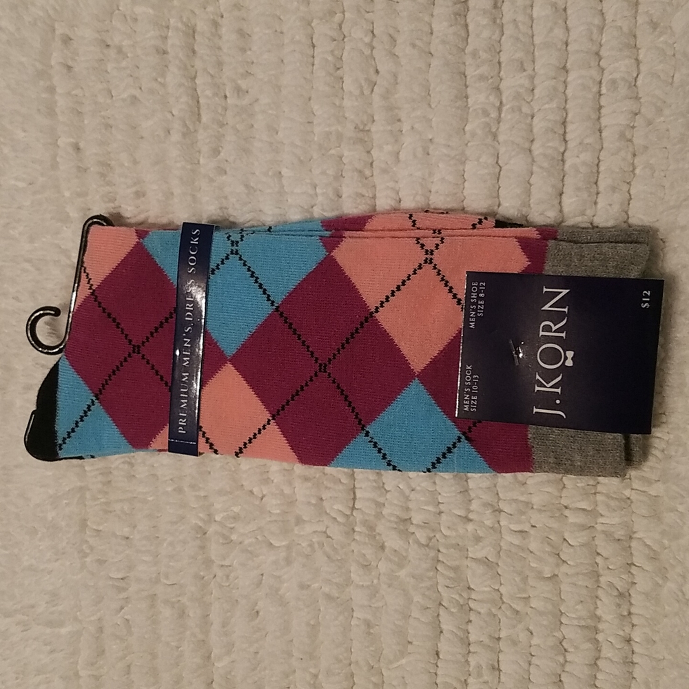 Stylish dress socks with a colorful pop.